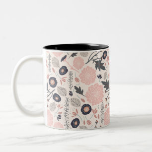Tasse 2 Couleurs Fleurs Gris Rose Noir Jeu Joué Joué 