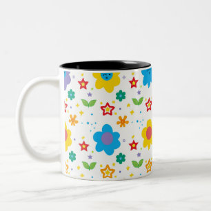 Tasse 2 Couleurs Fleurs lumineuses et étoiles