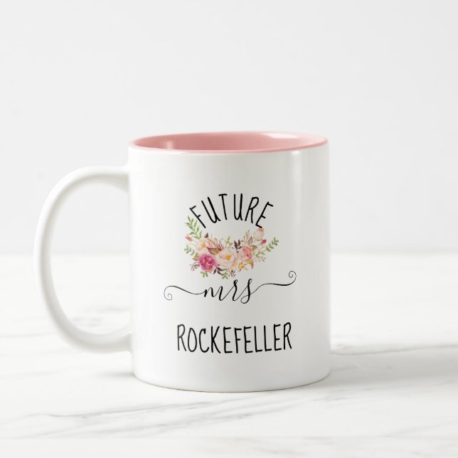 Tasse 2 Couleurs Fleurs Roses Vierges Futures Fiançailles Cadeau (Gauche)