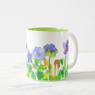 Tasse 2 Couleurs Fleurs sauvages d'aquarelle pourpre Cranesbill