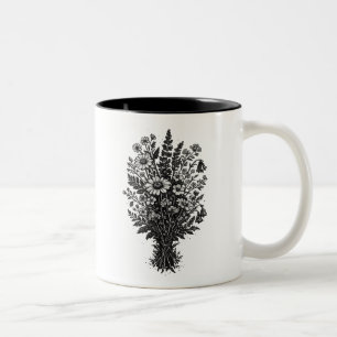 Tasse 2 Couleurs Fleurs sauvages vintage art botanique floral linog