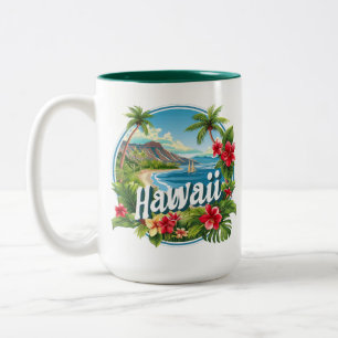 Tasse 2 Couleurs Fleurs tropicales Hawaii Beach Mountains Travel Ar