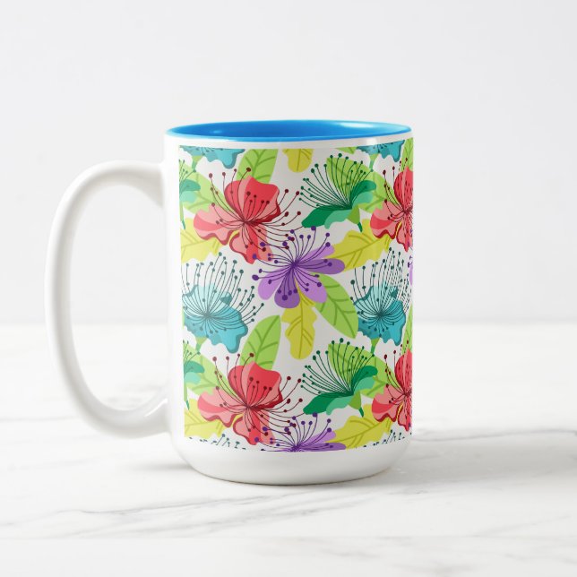 Tasse 2 Couleurs Fleurs tropicales sans couture motif (Gauche)
