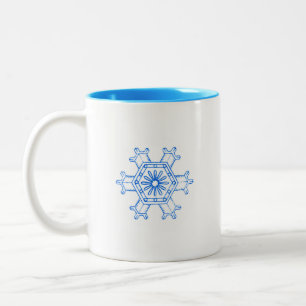 Tasse 2 Couleurs Flocon de neige bleu