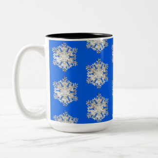 Tasse 2 Couleurs Flocon de neige brillant Silver Ice Blue Noël