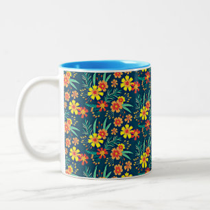 Tasse 2 Couleurs Floral Arrière - plan Belle conception-46566