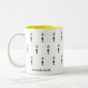 Tasse 2 Couleurs Floral Art Africain, Bleu Cute Fleurs tropicales