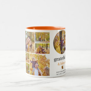 Tasse 2 Couleurs Floral Fall Moderne Bon thanksgiving photo de fami