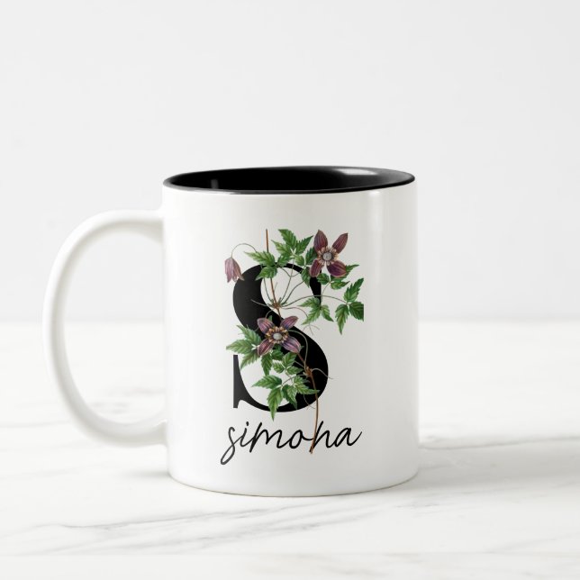 Tasse 2 Couleurs Floral violet classique Personnalisé Funny (Gauche)