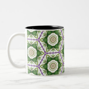 Tasse 2 Couleurs Floral violet vert géométrique