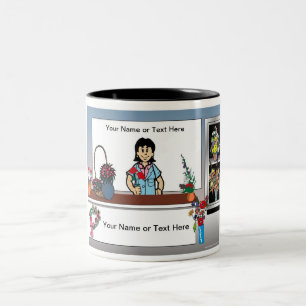 Tasse 2 Couleurs Floriste personnalisée - Dessin féminin