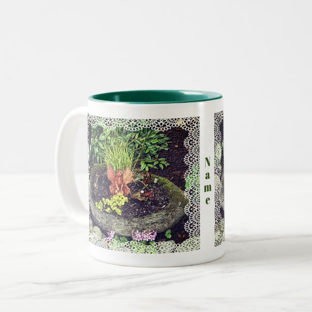 Tasse 2 Couleurs Flower Garden Fairy Personnalisé (Devant gauche)