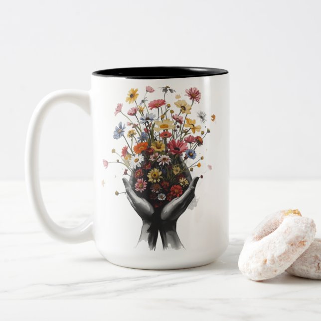Tasse 2 Couleurs Flowers (Avec donut)