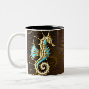 Tasse 2 Couleurs Fond en bois avec hippocampe mécanique