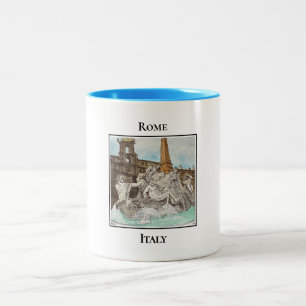 Tasse 2 Couleurs Fontana dei Quattro Fiumi. Rome, Italie