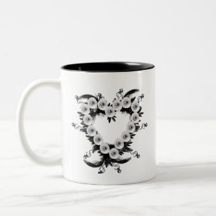 Tasse 2 Couleurs Forme de coeur en plume et perle noire