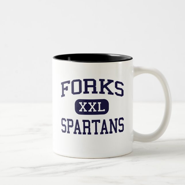 Tasse 2 Couleurs Fourchettes - Spartans - lycée - fourchettes (Droit)