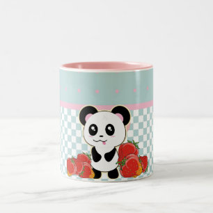 Tasse 2 Couleurs Fraises Kawaii Panda mignonnes