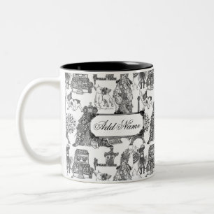 Tasse 2 Couleurs FRANÇAIS BULLDOG Frenchie Black Toile avec nom per