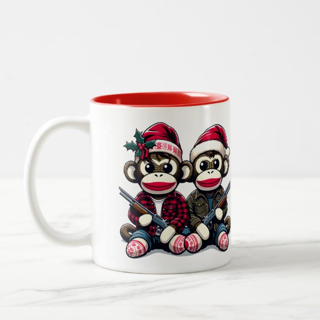 Tasse 2 Couleurs Frères Chasseurs de singes à Noël (Gauche)