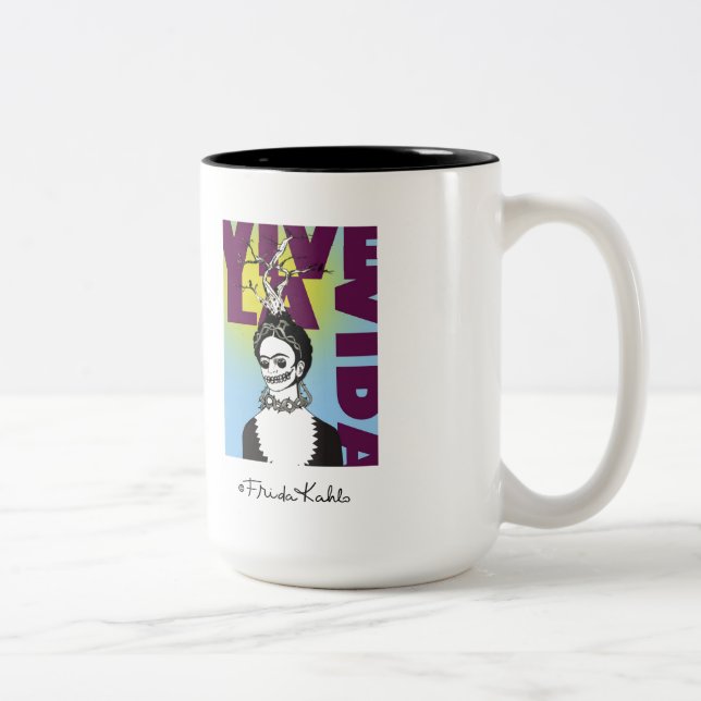 Tasse 2 Couleurs Frida Kahlo Pop Art Portrait (Droit)