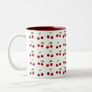 Tasse 2 Couleurs Fruits de cerise sur fond blanc