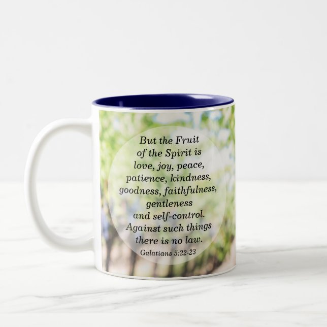 Tasse 2 Couleurs Fruits de l'esprit Galatiens 5:22-23 (Gauche)