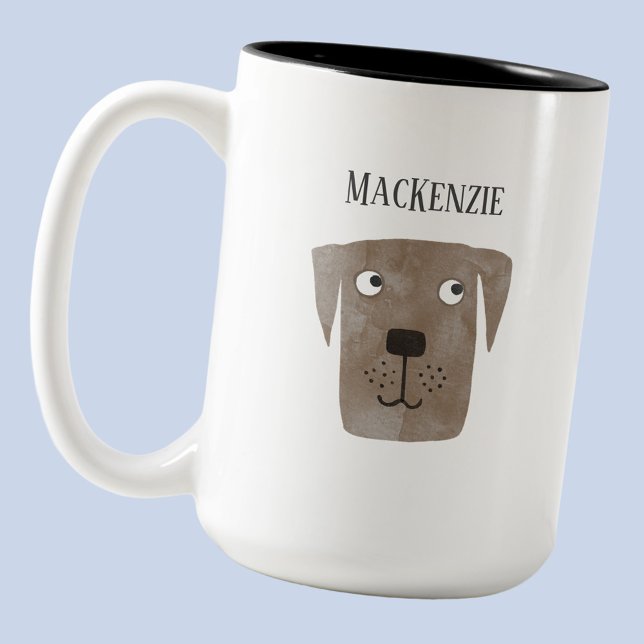 Tasse 2 Couleurs Fun Chocolate Labrador Retriever Dog Personalized (Fun personalized custom name watercolor dog mug for animal lovers)