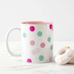 Tasse 2 Couleurs FUN CONFETTI SPOTS mignon fun rétro menthe or rose