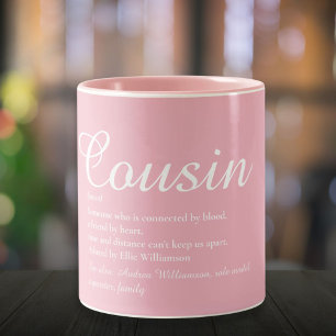 Tasse 2 Couleurs Fun Cousin Définition Élégant Script Girly Rose