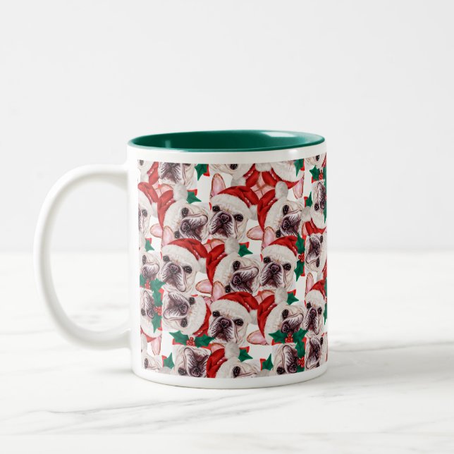 Tasse 2 Couleurs Funky French Bulldog Motif de Noël (Gauche)