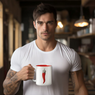 Tasse 2 Couleurs Funky Italien Cornuto Stéréotype Cornuto Corne Rou