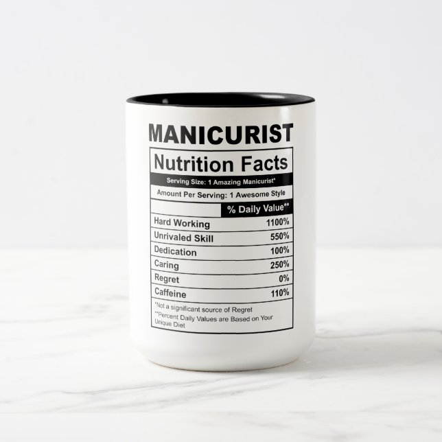 Tasse 2 Couleurs Funky Manicurist Nutrition faits (Centre)