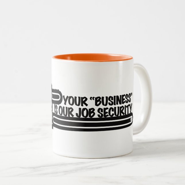 Tasse 2 Couleurs Funky Plumbing Company, Construction (Devant droit)