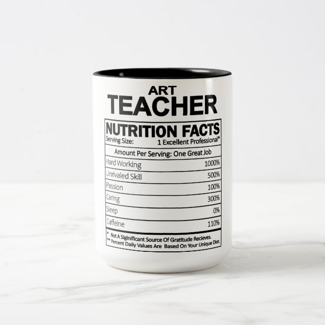 Tasse 2 Couleurs Funny Art Enseignant Nutrition Facts (Centre)