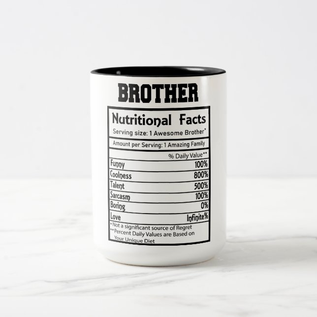 Tasse 2 Couleurs Funny Brother Nutrition Facts (Centre)