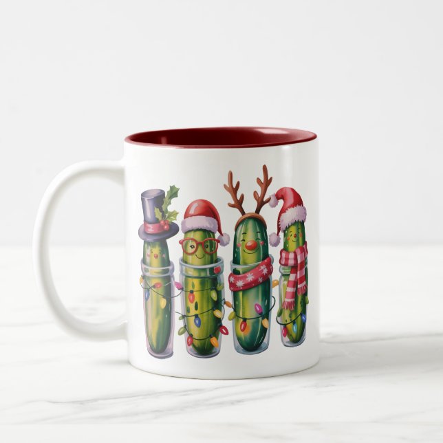 Tasse 2 Couleurs Funny Christmas Pickle Pickles Holiday Cucumber  (Gauche)