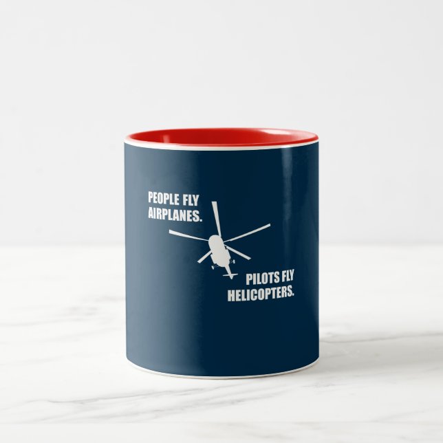 Tasse 2 Couleurs  Funny Hélicoptère Pilote Volant Avion Aviation (Centre)