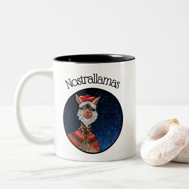 Tasse 2 Couleurs Funny Psychique Nostradamus Llama Halloween Party (Avec donut)