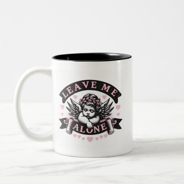 Tasse 2 Couleurs Funny Valentines, Laisse-moi tranquille (Gauche)