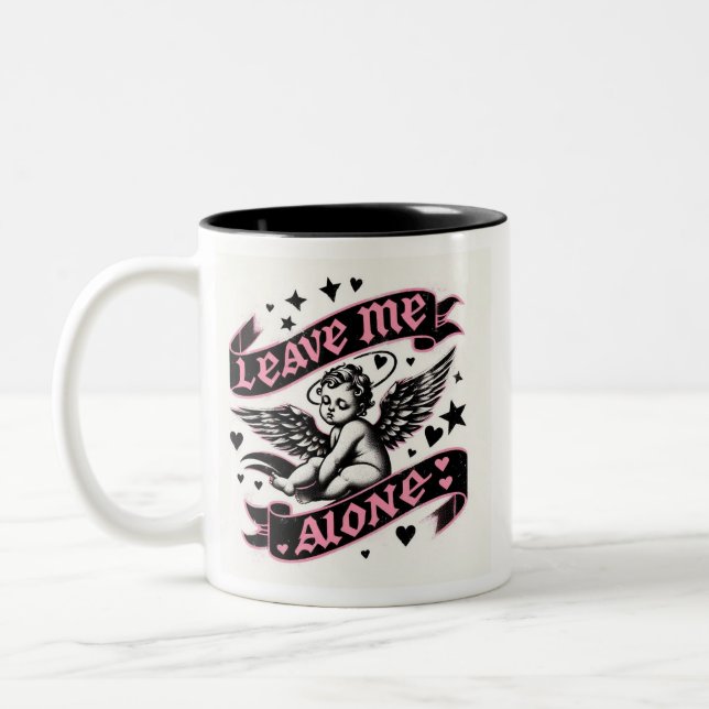 Tasse 2 Couleurs Funny Valentines, Laisse-moi tranquille (Gauche)