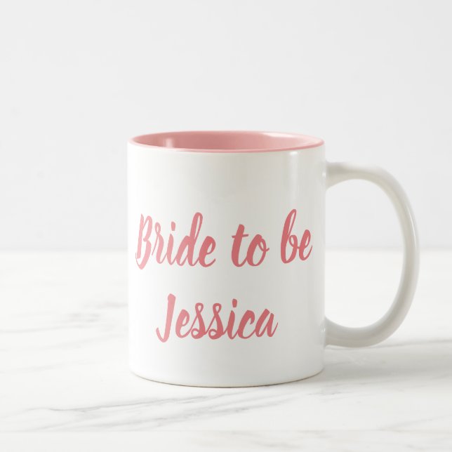 Tasse 2 Couleurs Futur mariée Écriture élégante rose Cadeaux Mariag (Droit)