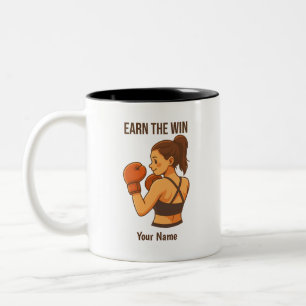Tasse 2 Couleurs Gagnez La Victoire Boxeuse Nom Personnalisé