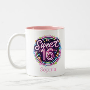 Tasse 2 Couleurs Galactic Sweet 16 - Anniversaire personnalisable