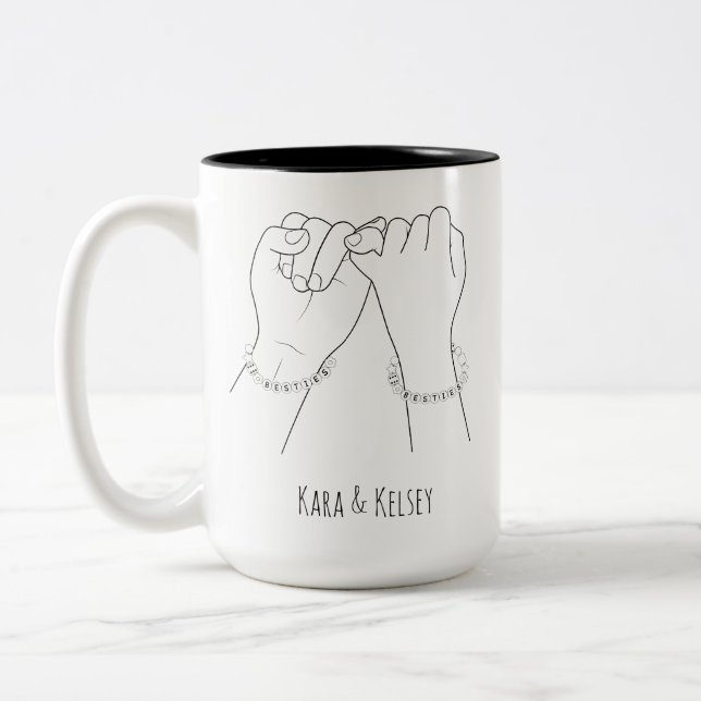Tasse 2 Couleurs Galantines Custom Besties Gift Line Drawn (Gauche)