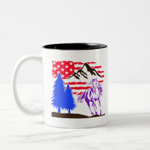 Tasse 2 Couleurs Galloping Wild Mountain Horse