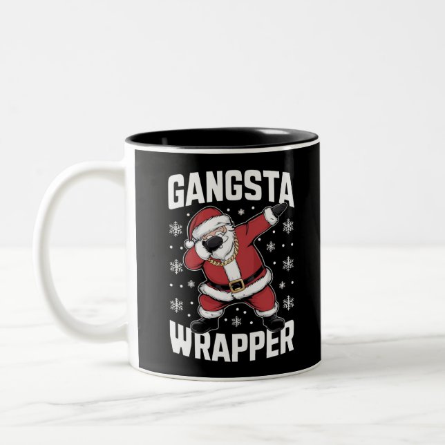 Tasse 2 Couleurs Gangsta Wrapper Dabbing Père Noël Noël (Gauche)
