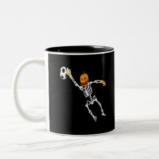 Tasse 2 Couleurs Gardien de football squelette citrouille halloween