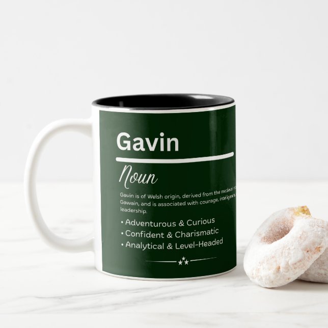 Tasse 2 Couleurs Gavin Personalized Name (Avec donut)