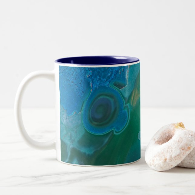 Tasse 2 Couleurs Gemstone Swid Vivid Bleu Vert poli Gem (Avec donut)